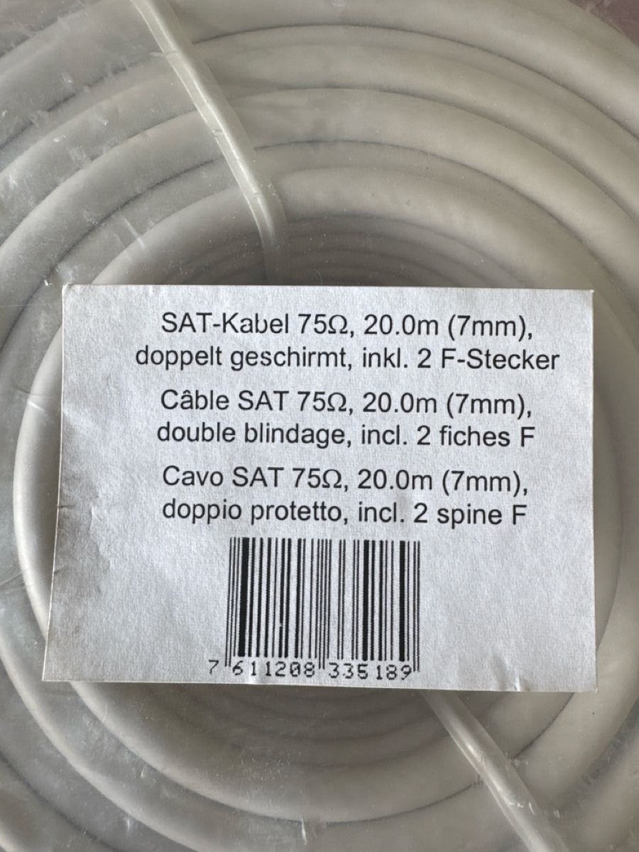 Kabel: SAT-Kabel 75 Ohm 20.0m – Neu und originalverpackt aus Arlesheim von bensway 2