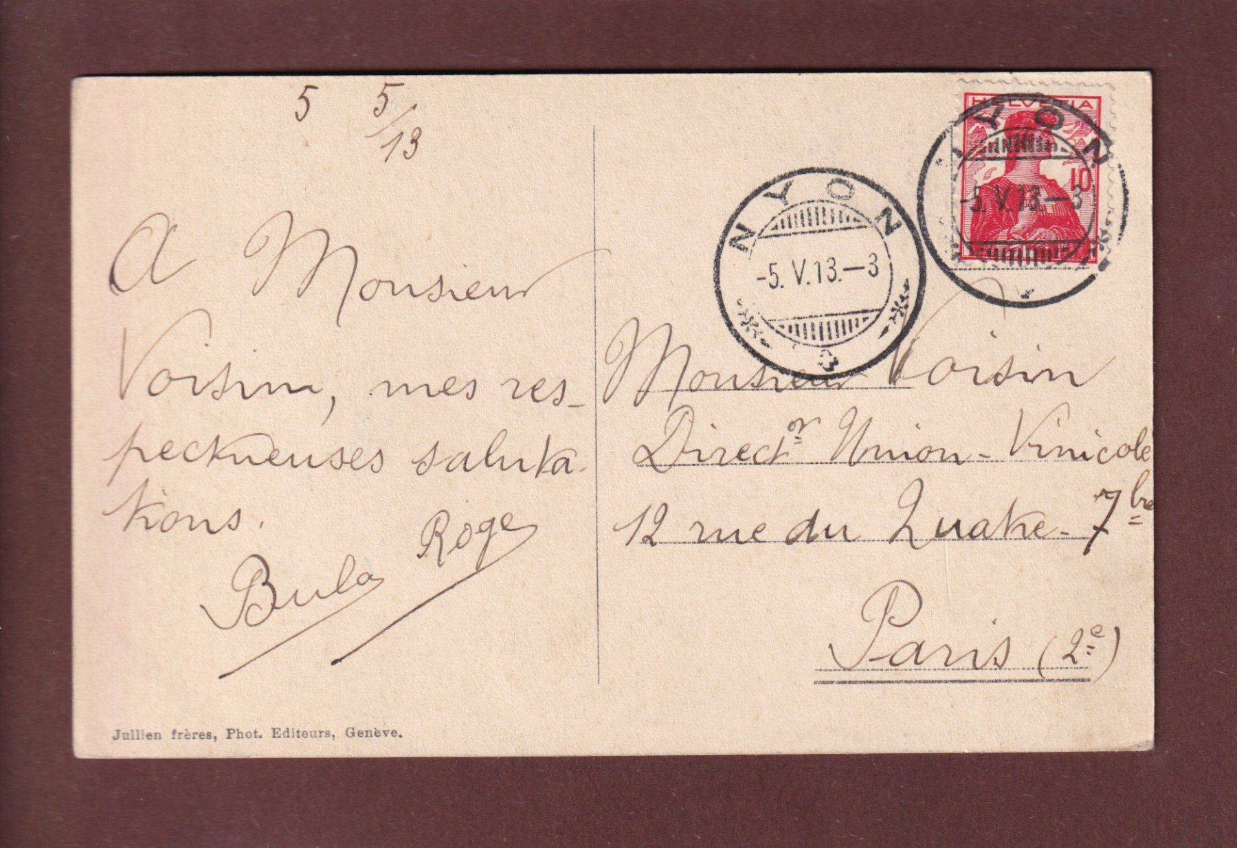 Cartoline postali: MONTREUX - La Baie - 1913 – Usato da Pully venduto da nicecards 1