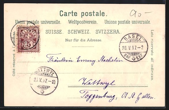 Ansichtskarten: Litho Basel, Strassburger Denkmal, Wetts – Gebraucht aus Berlin von bartko-reher 1