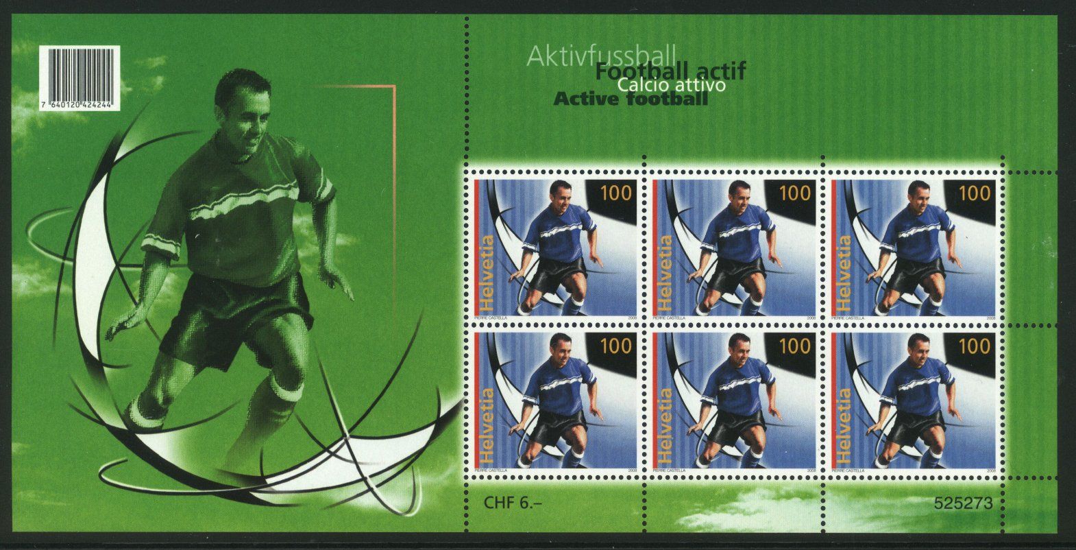 Tutti i francobolli: 2008, Sondermarke Aktivfussball , Kleinbogen ** – Usato da Willisau venduto da Vollstempel