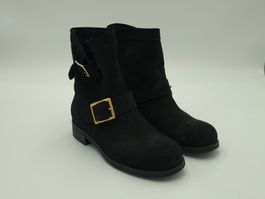 Jimmy Choo Youth Suede Biker Boots Black/Gold – EU 35.5 –Neu