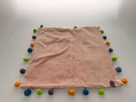 Kissenbezug rosa mit bunten Pompons 40x40cm neu