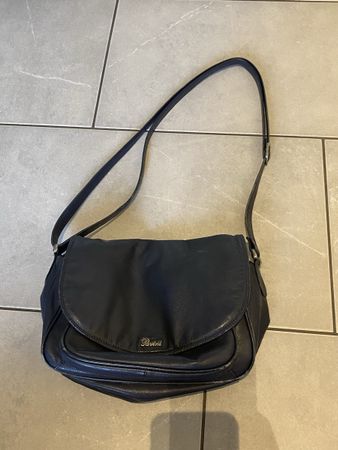 Dunkelblaue Pavini Handtasche, Leder