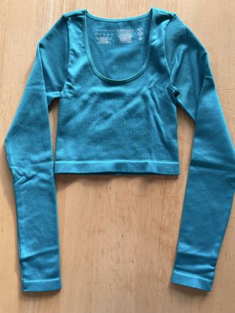 Top turquoise à manches longues, taille XS - État neuf