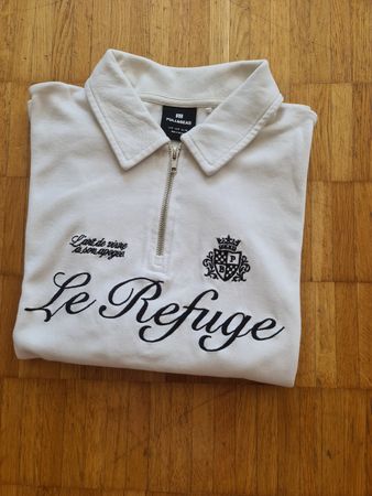 Polo-Shirt Pull&Bear cremeweiss mit Reissverschluss Grösse M