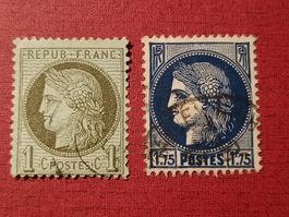 2 Alte Briefmarken aus Frankreich, République Française!