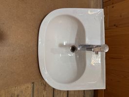 Waschtisch Keramik 61x50cm mit Armatur und Siphon