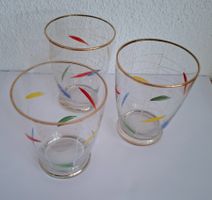3 Trinkgläser mit Golddekor ca. 1960