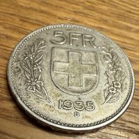 5 CHF 1935 Münze Silbermünze 5 Franken