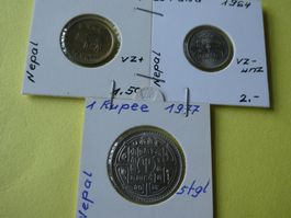 Nepal 1964-77,   3 alte Münzen