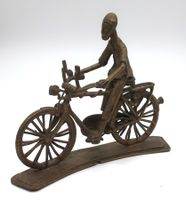Messing Figur Mann auf Fahrrad