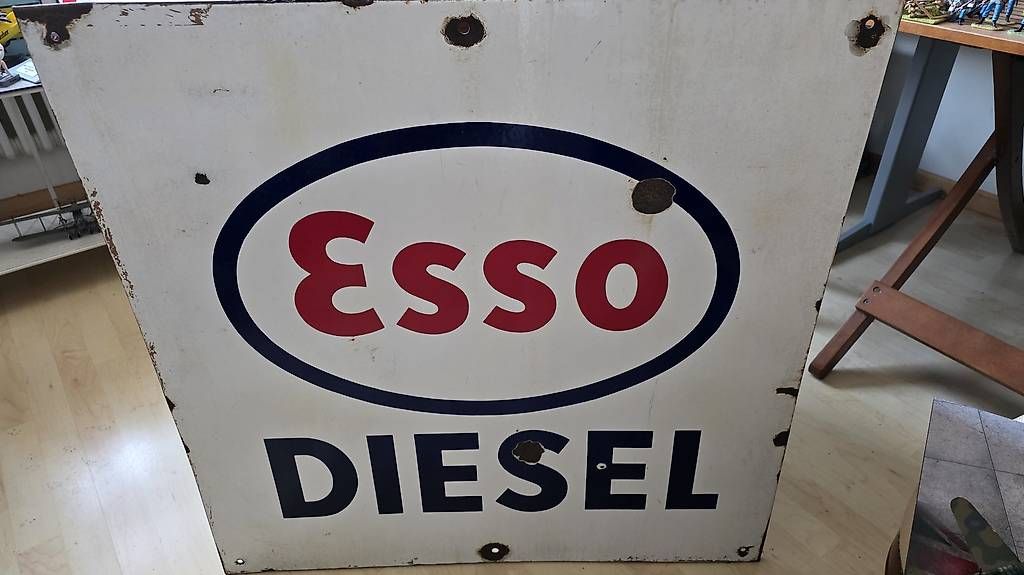 Ecriteaux: Grosses Esso Emailschild 85x85 – D'occasion à Ettingen par 1964erNachtzugfahrer