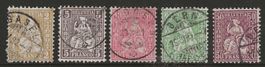 1881 _ Sitz. Helvetia Nr. 44 - 46, 49 + 51 : KP 1030.--