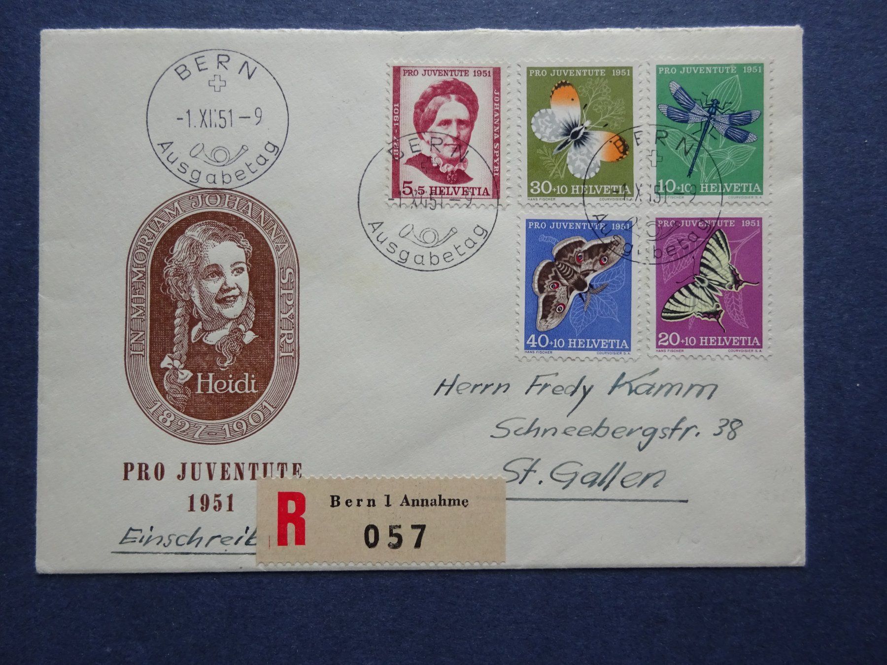 Alle Briefmarken: 1951 Pro Juventute FDC BERN – Gebraucht aus Appenzell-Steinegg von adi1975