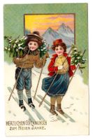 AK - Herzlichen Glückwunsch zum Neuen Jahre - Kinder auf Ski