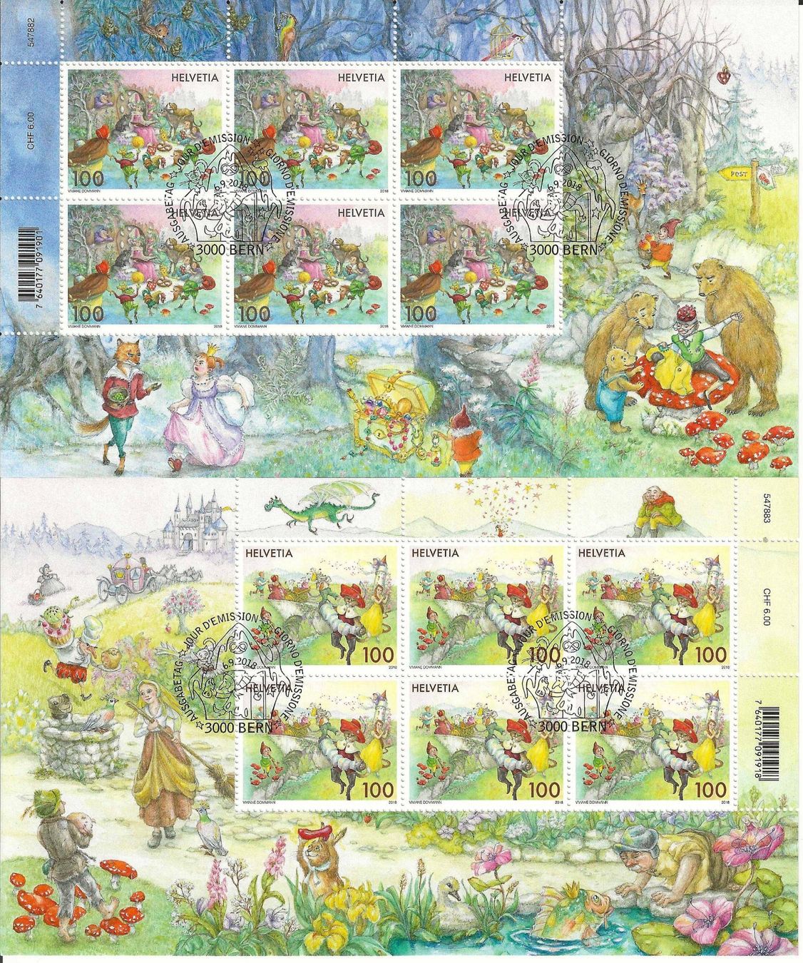 Alle Briefmarken: Serie Kleinbogen 2018 Ersttag – Gebraucht aus Zürich von Philacat11