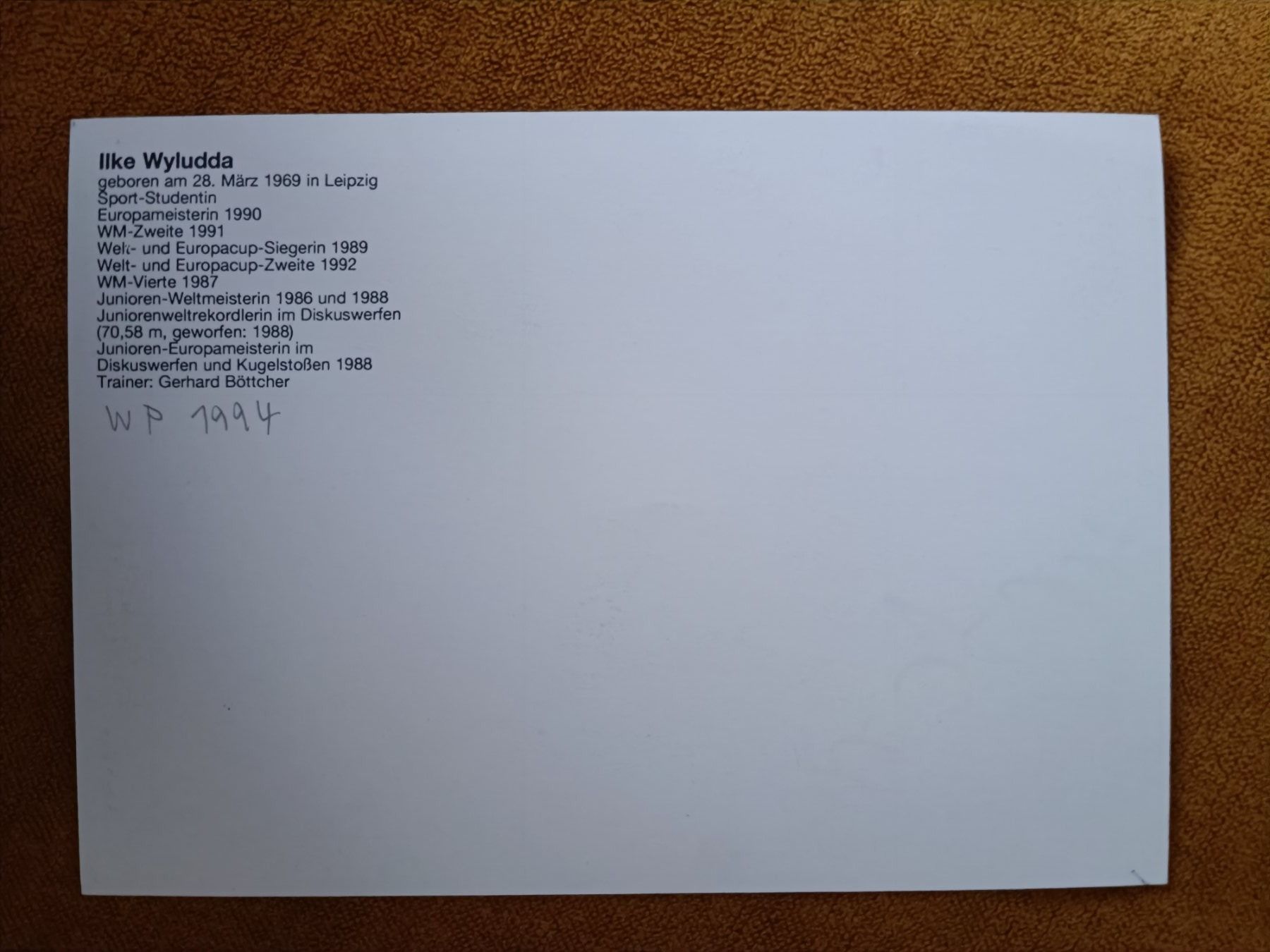 Autografi: Ilke Wyludda - Olympiasiegerin - handsigniert – Usato da Menziken venduto da Autogramme 1