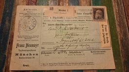 1912 Paketkarte mit Perfin Bayern