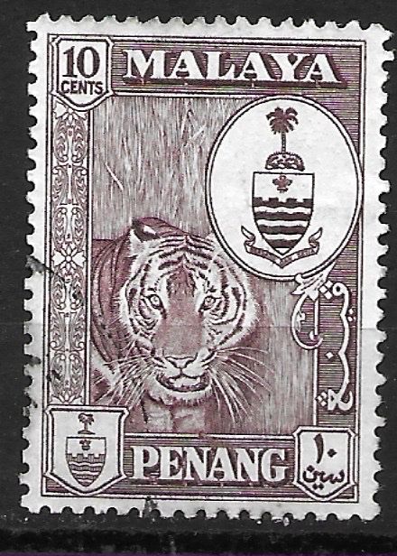 Tous les timbres: Penang 1960: Tiger – D'occasion à Zürich par Rainstamps