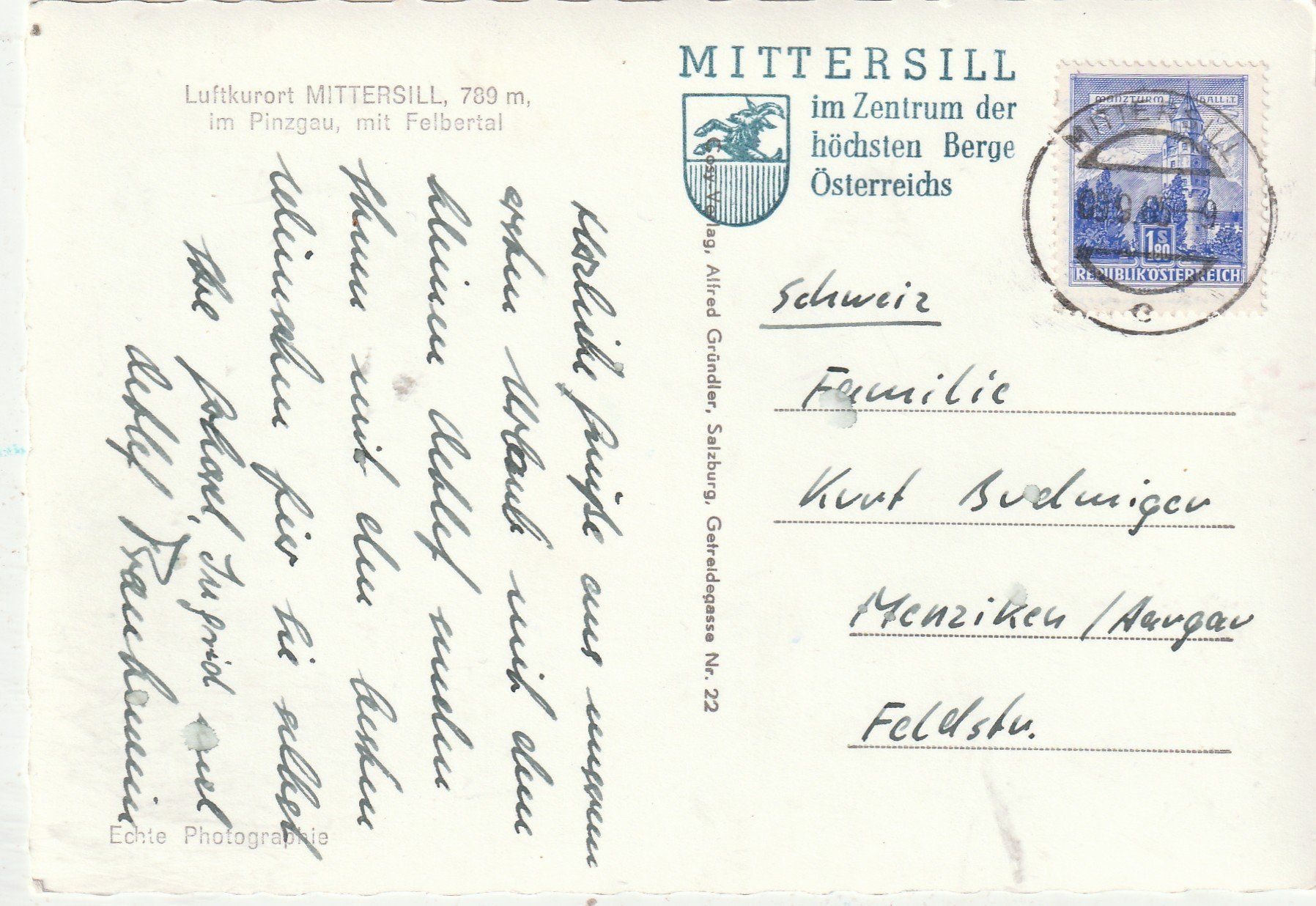 Cartoline postali: Kurort  Mittersill – Usato da Lumbrein venduto da made02 1