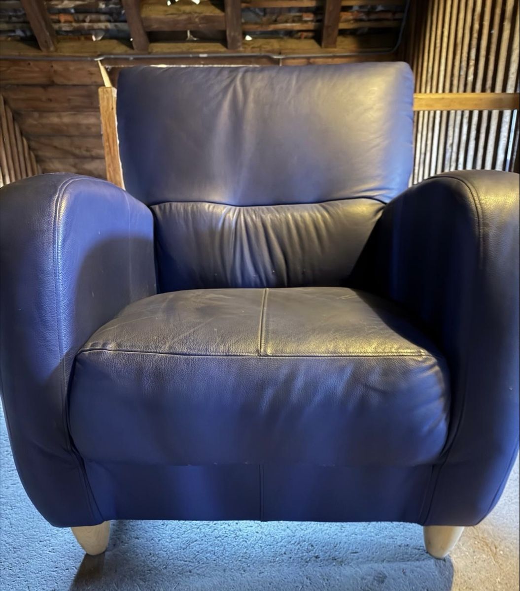 Pfister Sessel: Leder Retrosessel Blau – Gebraucht aus Pfungen von glittergirl9