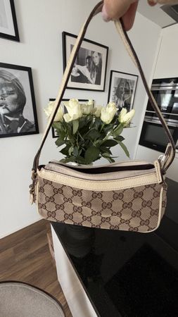 Original Gucci GG Supreme Schultertasche – Vintage – beige/b