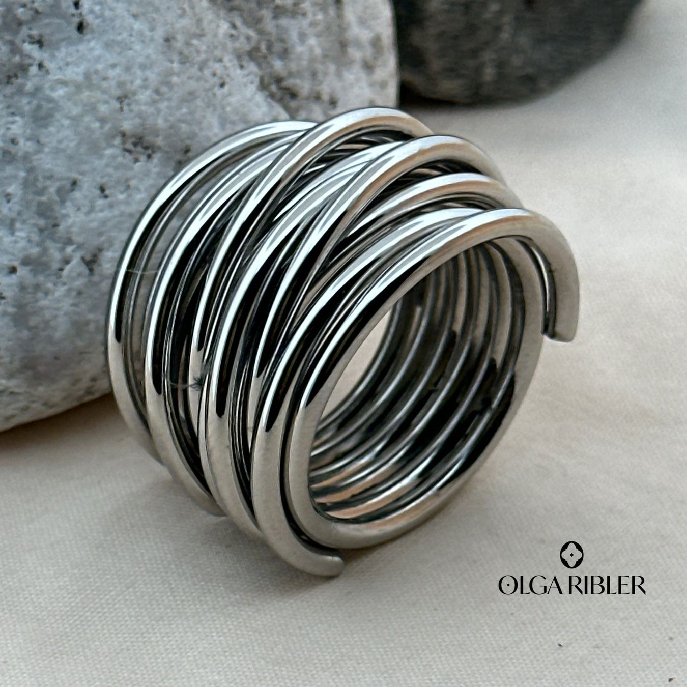 Olga Ribler Bagues: Statement Edelstahl Ring Ringgrösse 60 – Neuf (Voir description) à Luzern par Schmuckoutlet 4