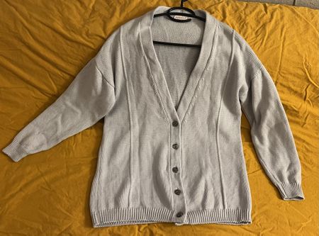 Cardigan gris 100% mérinos, A.Manto Italie, haute mode, M