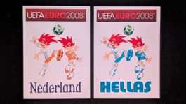 Panini Euro 2008 - Mascottes Pays-Bas (#254), Grèce (#358)