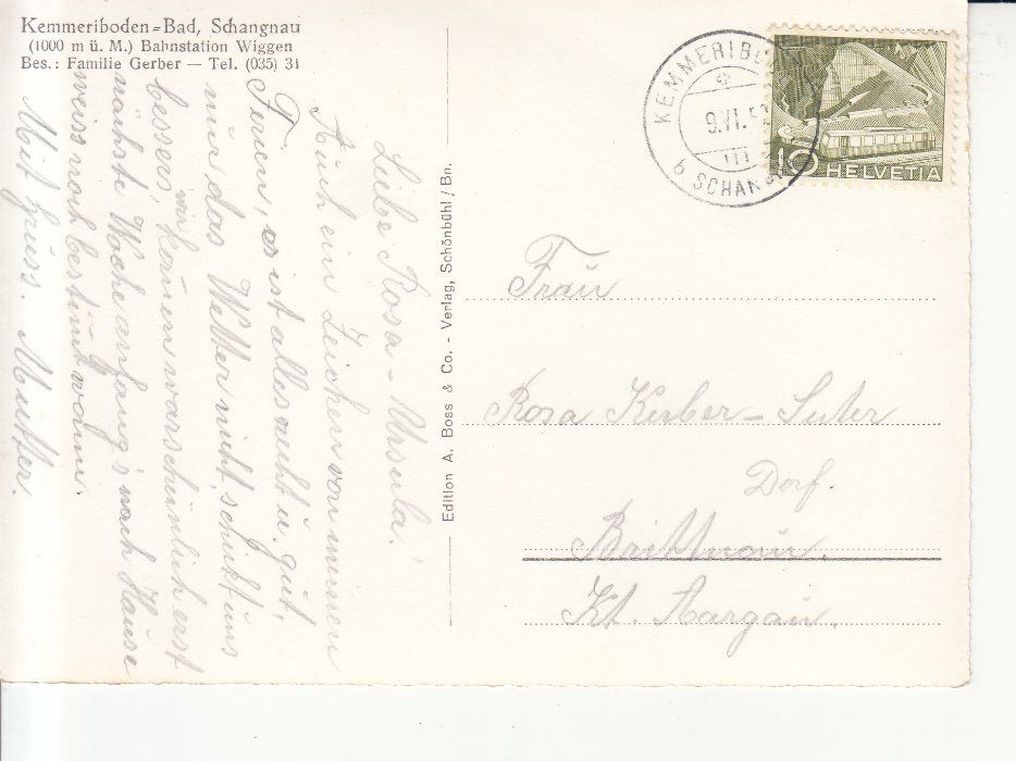 Cartoline postali: Kemmeribodenbad 1952 – Usato da Bürglen TG venduto da StampGraf 1