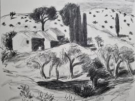 KÜNSTLER UNLESERLICH SIGNIERT LITHOGRAPHIE GRÖSSE 32X24CM