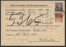 1926  65 Rp. Nachnahmekarte von St. Gallen n Wallisellen