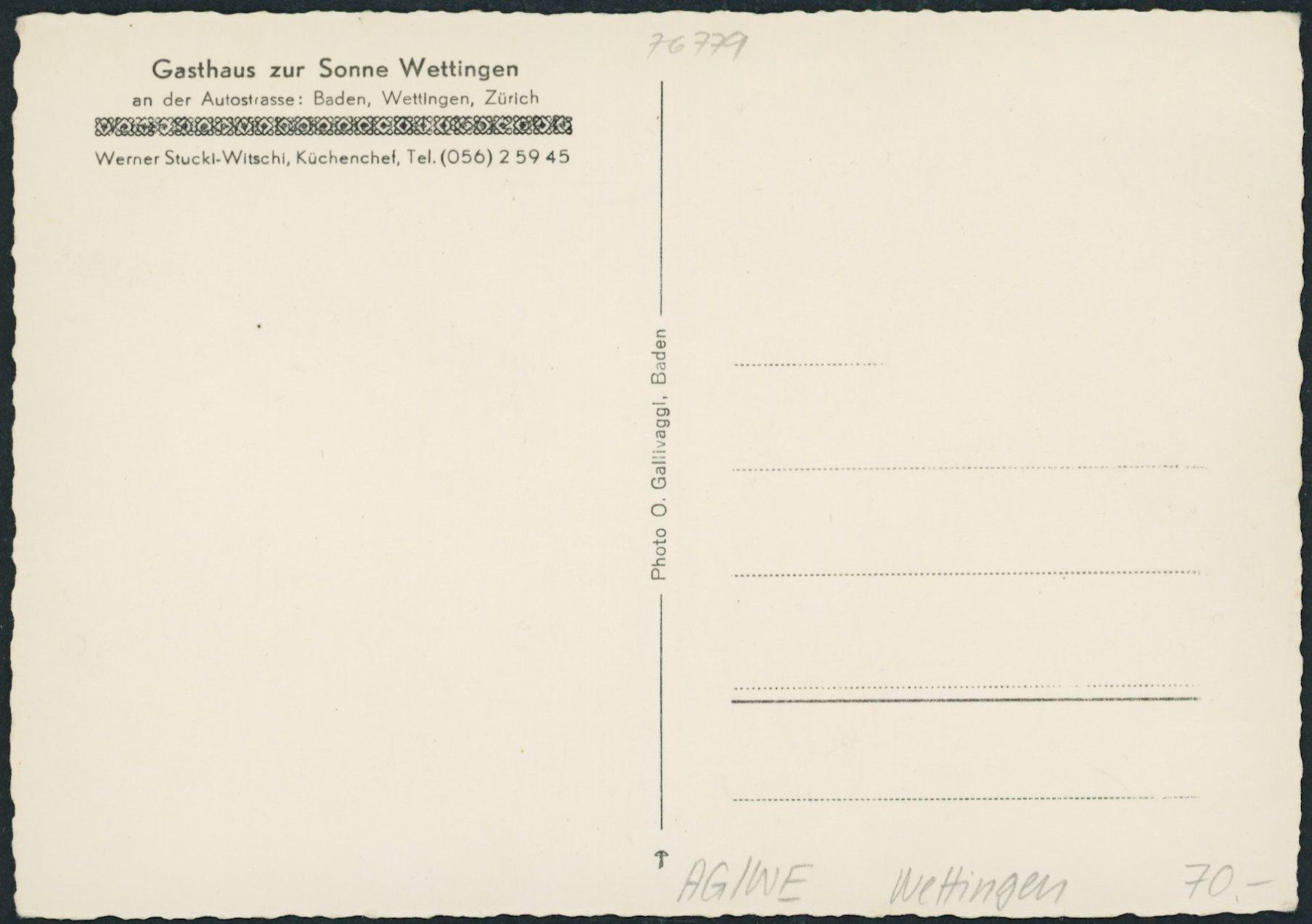 Ansichtskarten: AG Wettingen – Neu (gemäss Beschreibung) aus Schindellegi von Jonathan77 1
