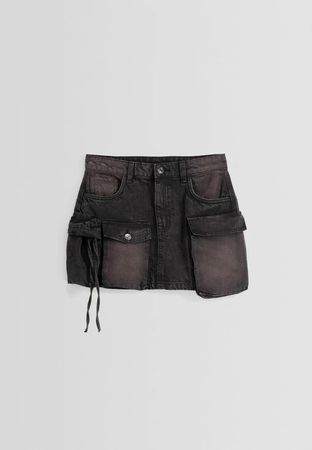 Schwarzer Minirock mit Taschen, Bershka, Grösse 38