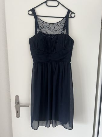 Dunkelblaues Abendkleid mit Pailletten Grösse 42 elastisch