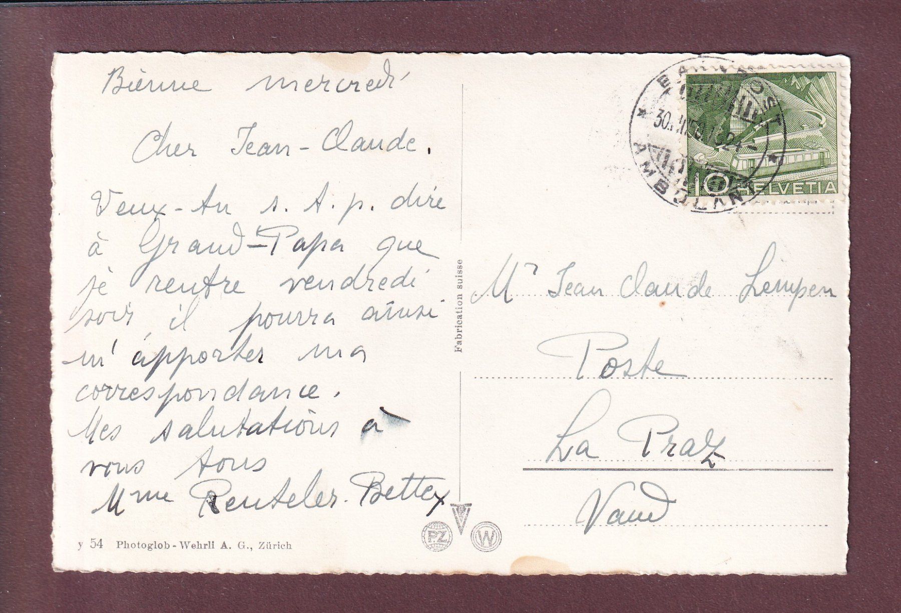 Ansichtskarten: BIENNE / BIEL - Pavillon - 1950 – Gebraucht aus Pully von nicecards 1