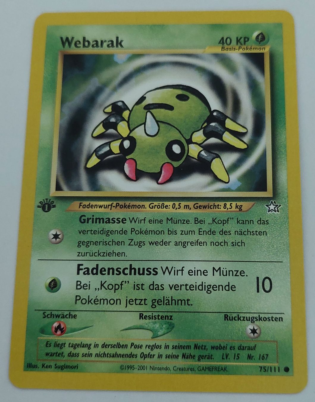 Pokémon Sammelbilder & Trading cards: Webarak 1. Edition aus Neo Genesis 75/111 – Gebraucht aus Köniz von 1.Edition