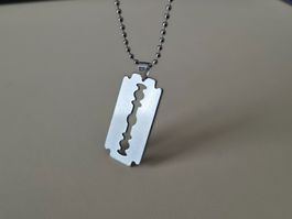 Pendentif Lame de Rasoir, Collier Acier Inoxydable Neuf