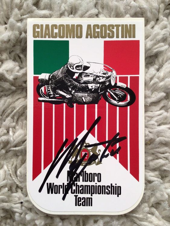 ** Giacomo Agostini Aufkleber Original signiert Moto Racing (D'occasion ...