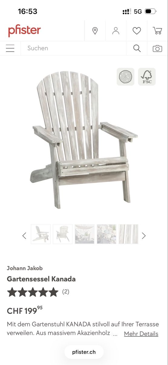 Pfister Poltrone: 2 Stk. Gartensessel "Kanada" mit Hocker, Rot/Blau – Usato da Bützberg venduto da ben_2fvf 5