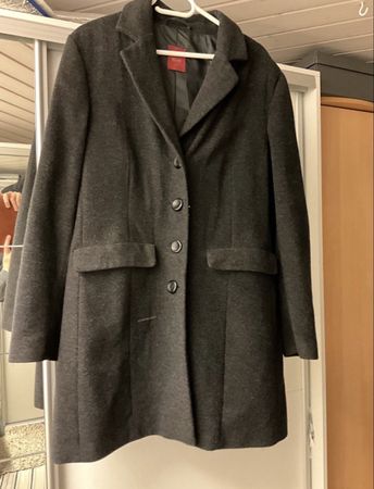Milano Mantel Schurwolle Kaschmir Dunkelgrau Gr. 44