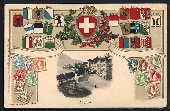 Cartoline postali: Passepartout-Lithographie Lugano, Strass – Usato da Berlin venduto da bartko-reher