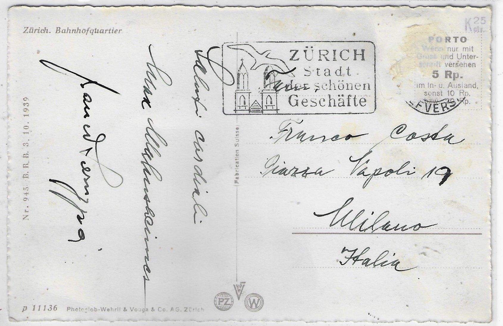 Cartoline postali: Zürich - Bahnhofquartier – Usato da Ettingen venduto da Kartenplanet 1