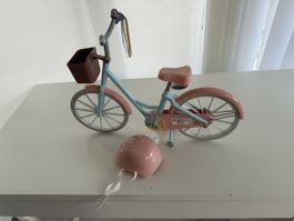 Spielzeug Fahrrad mit Helm hellblau/rosa
