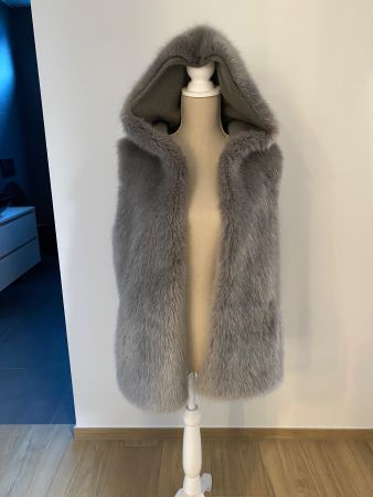 Leonardo Kunstfell Weste Gilet Gr 36 Strick Kapuze Hoody