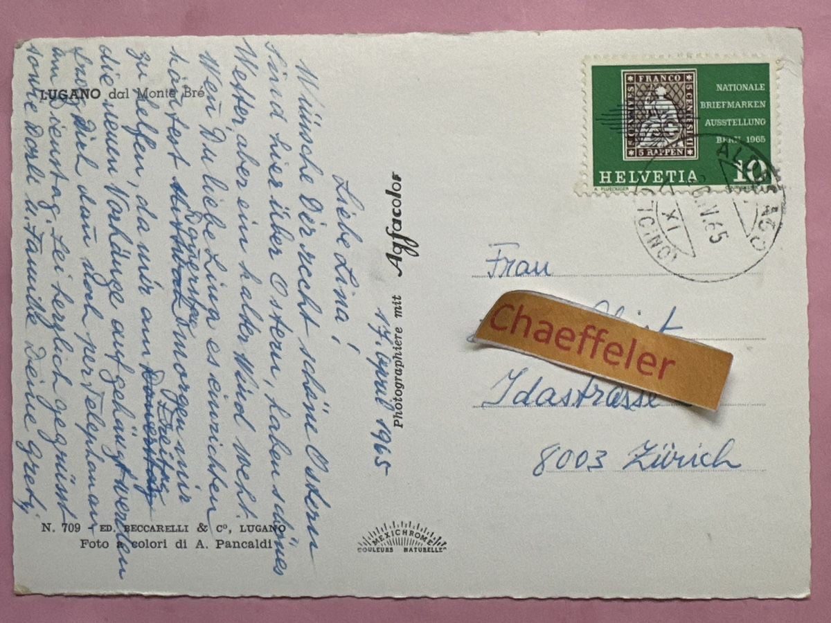 Cartes postales: 1965 Lugano dal Monte Bré – D'occasion à Zürich par Chaeffeler 1