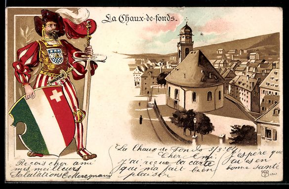 Cartes postales: Litho La Chaux-de-Fonds, Stadtwache mit  – D'occasion à Berlin par bartko-reher