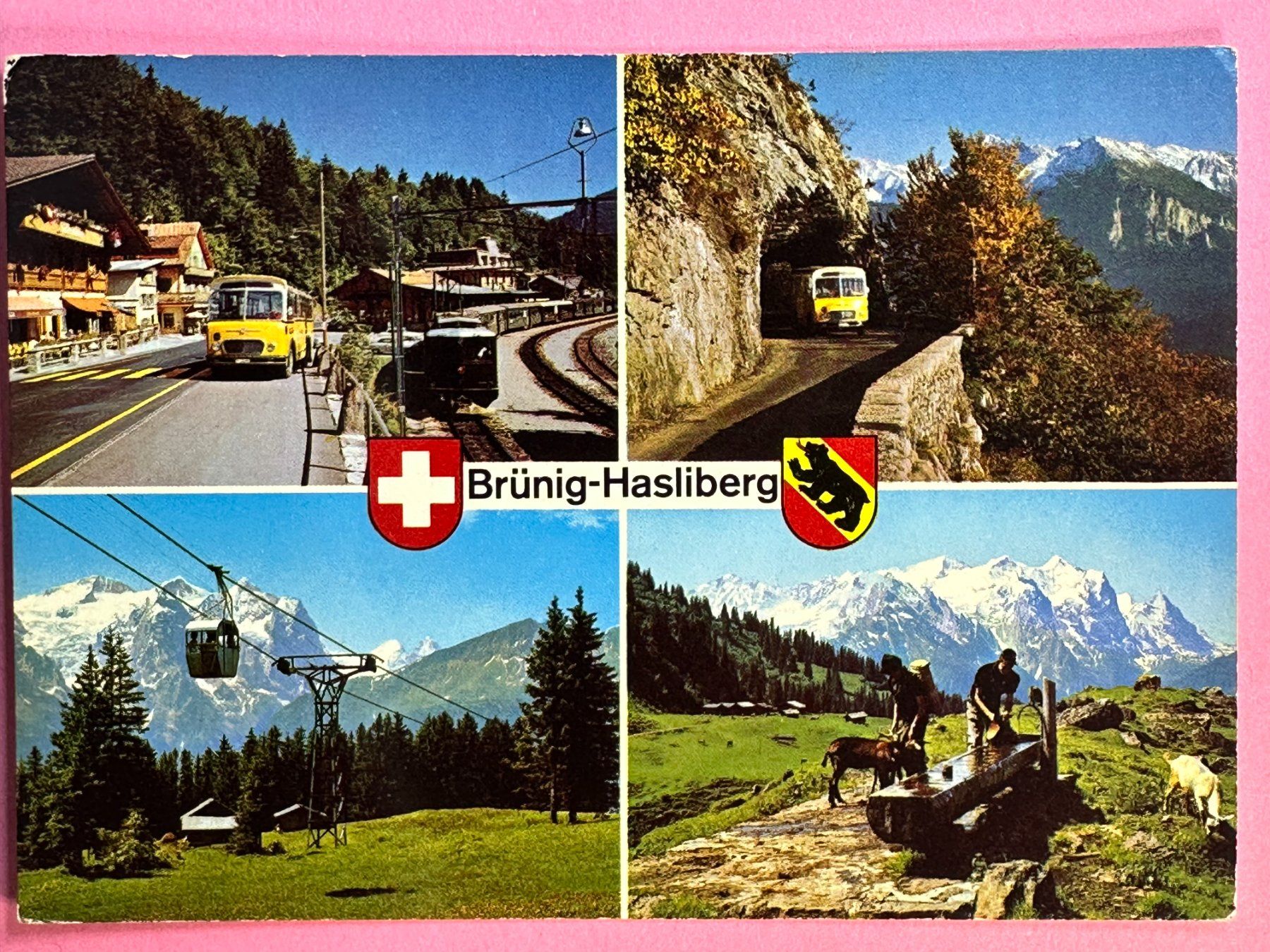 Cartoline postali: Brünig-Hasliberg - Postauto und Seilbahn – Usato da Steg VS venduto da danwer74