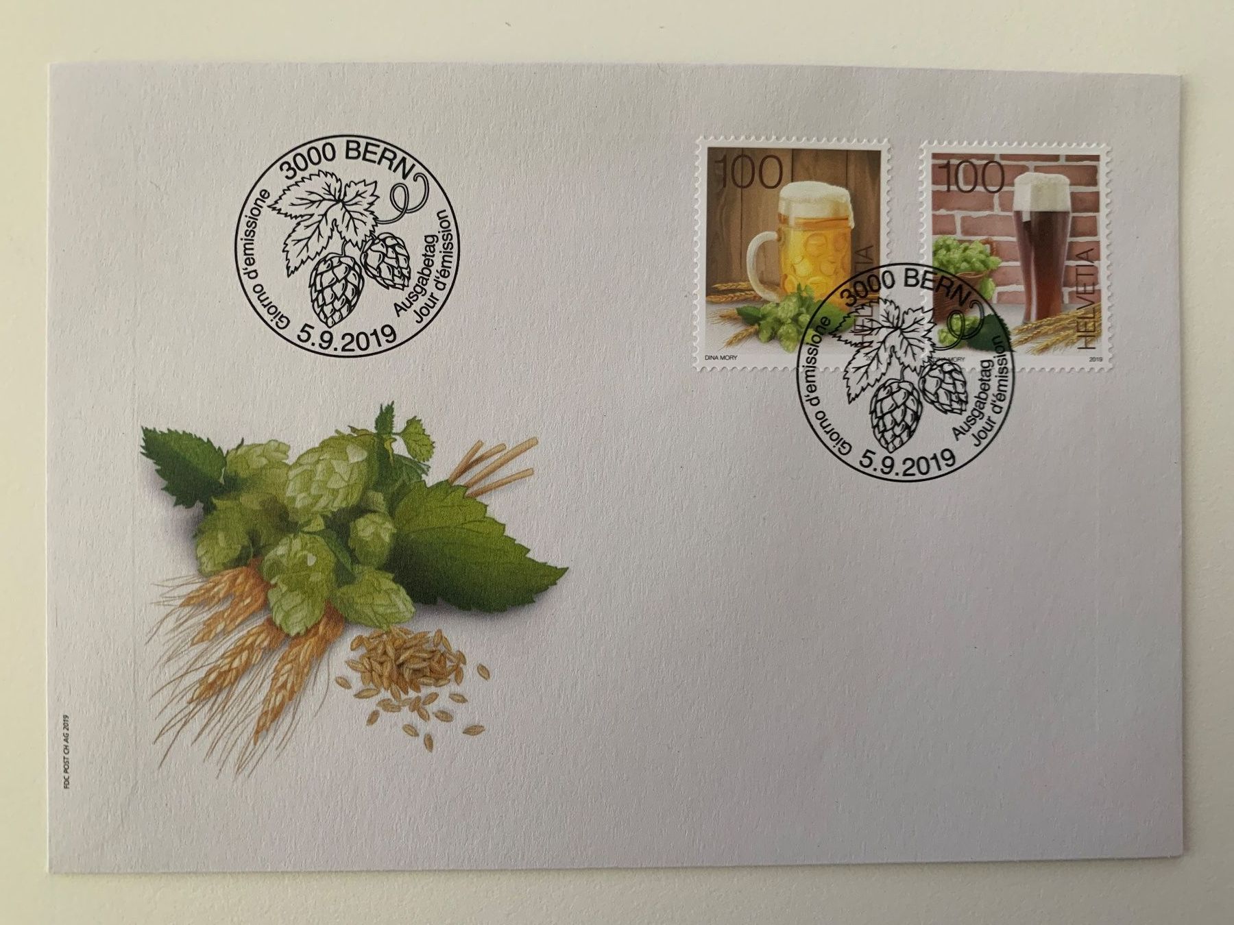 Tutti i francobolli: Bierbraukunst 2019 Kleinbogen und Einzel Ersttag gestempelt. – Usato da Willisau venduto da Repfuesch 1