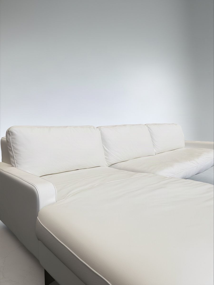Sofas: Weißes Ecksofa aus echtem Rindsleder, verchromte Beine – Gebraucht aus Fehraltorf von Sofalab.swiss 2